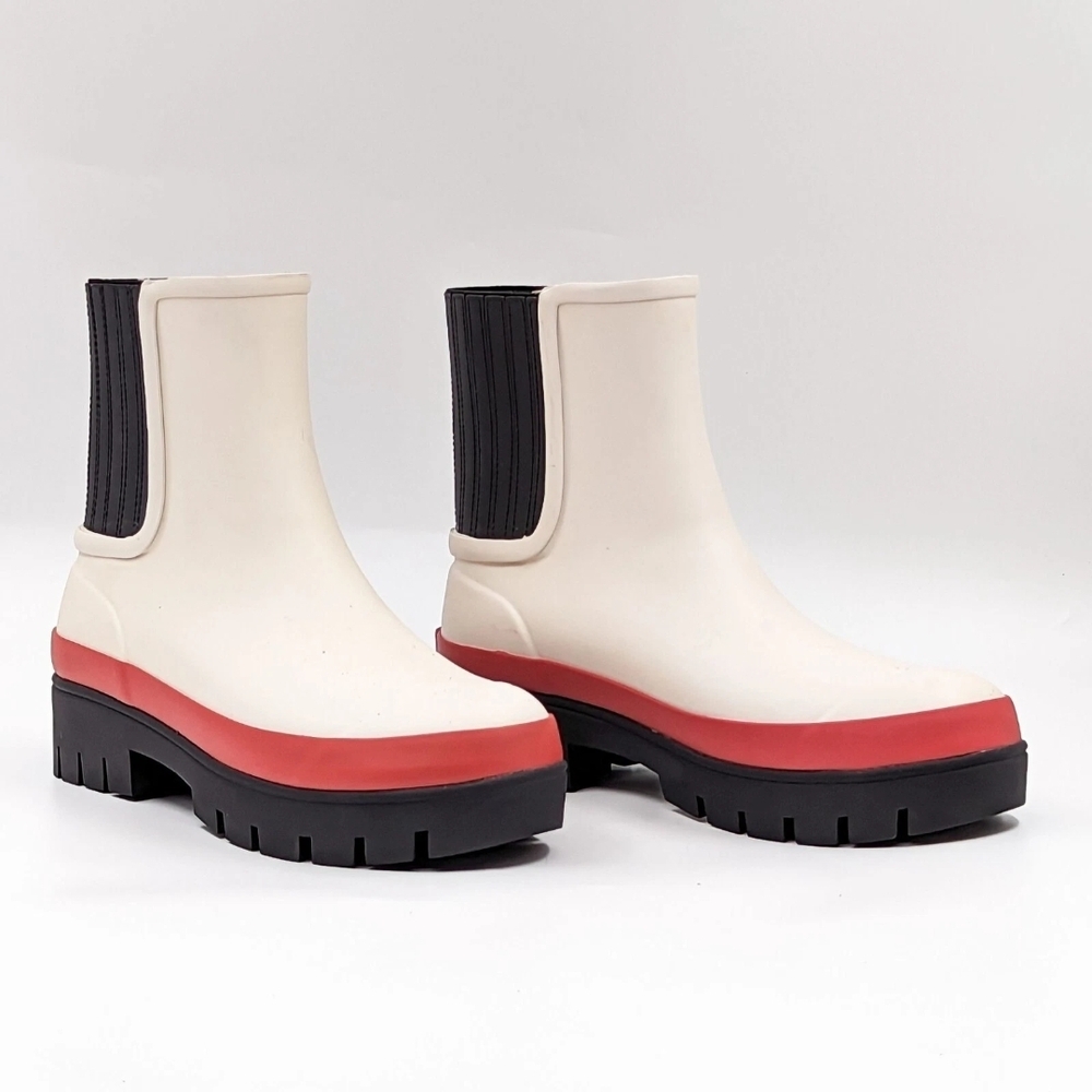 NEW Tory Burch Hurricane Boot In Ivory Black and Red Winter Boots Size 5